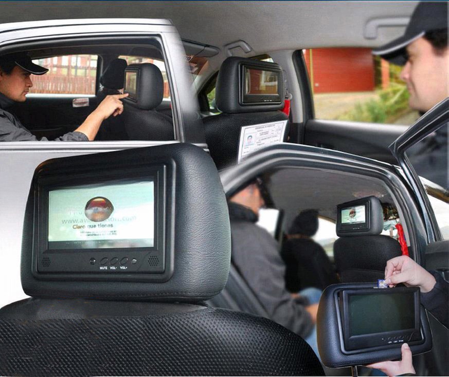 9 Inch Taxi Headrest Advertising Display Screens 4G WIFI GPS APK Software For Cab