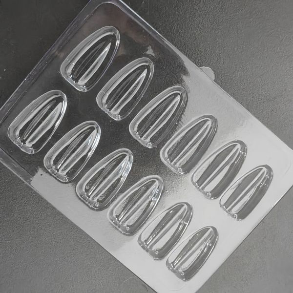 Customized melon seed shaped 12 grid PET transparent vacuum formed Nail Tip storage display tray