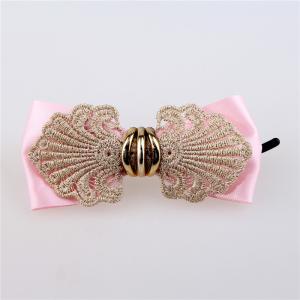 Wholesale Women Toddler Girl Hair Accessories Crochet Flower Light Pink Satin Ribbon Bow from china suppliers