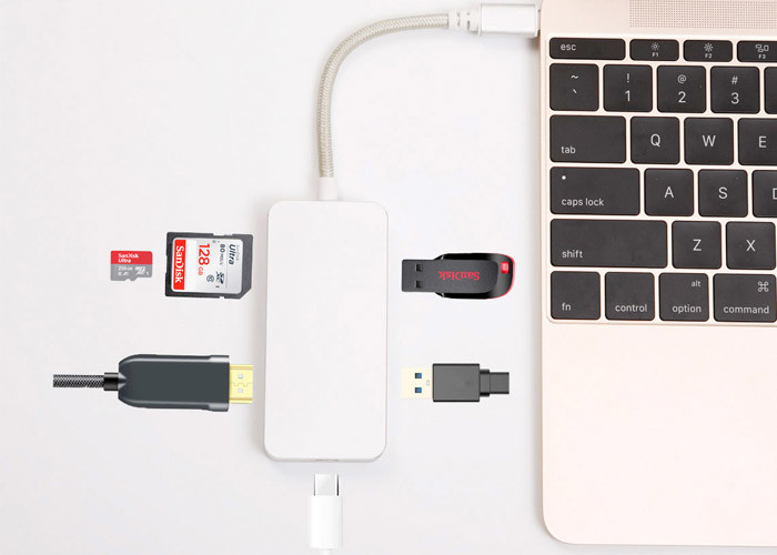 Type-C Hub USB C Adapter 50Gbps for MacBook Pro 13" 15" 2016/2017, USB-C 40Mbps 100W Power delivery