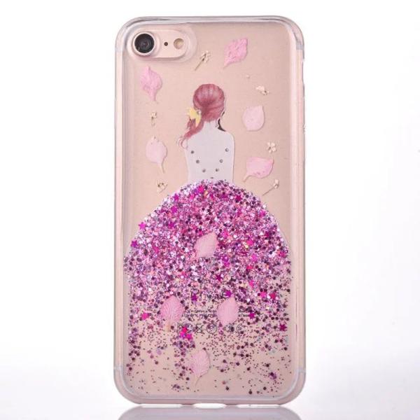 Soft TPU Glitter Fall Princess Dress Girl Back Cover Cell Phone Case For iPhone