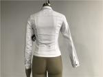 White Faux Fur Womens Coat Button Through Denim Trucker Jacket TW79214