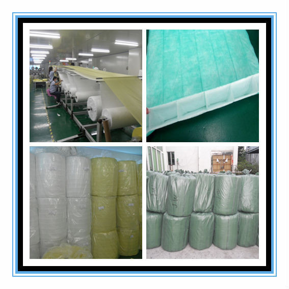Synthetic Fiber Pocket Filter Media , Green Non Woven Bag Air Filters