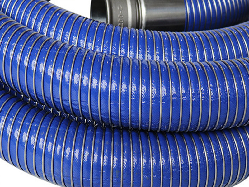 Flexible Composite Cargo Hose Coupling Assembly Blue Chemical Oil Resistant