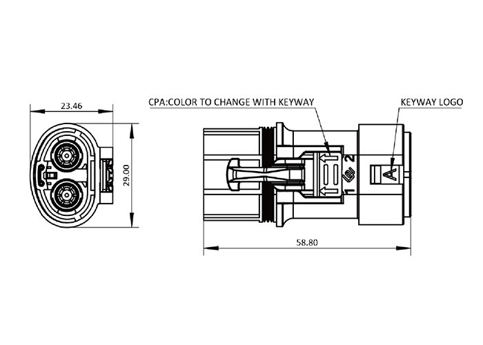 EMI Shielded 2 Pin Power High Voltage Interlock Connector CE Approved