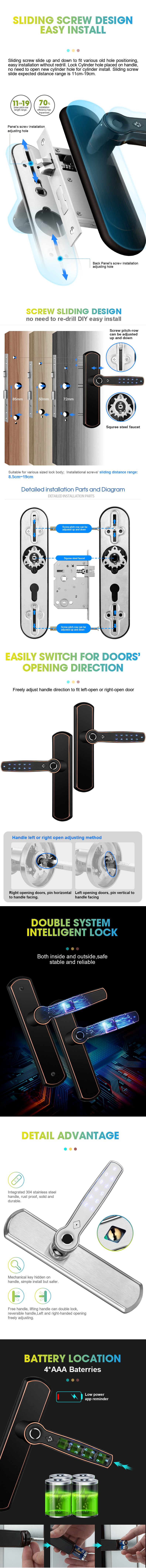 Digital Apartment Fingerprint Pincode Wooden Smart WIFI Door Lock