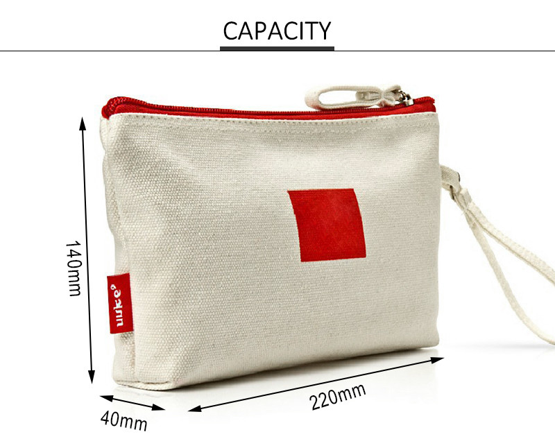 Eco Friendly Zipper Soft Canvas Cosmetic Makeup Bag