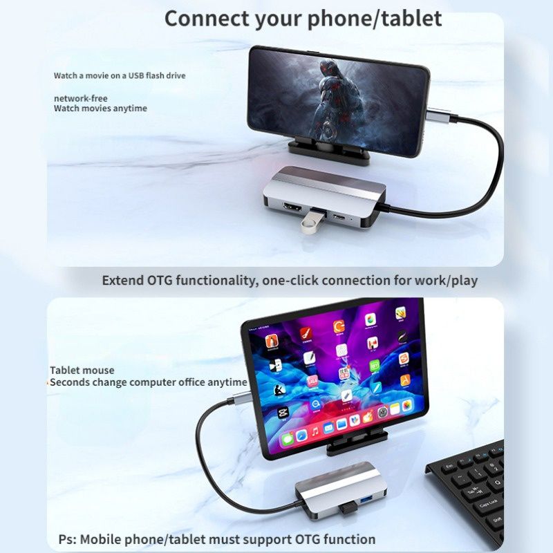 USB C Type C Hub Multiport Dock Station with Video Transfer Charging Network Function