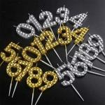 Creative Gold Silver Diamond Surface Digital Candles Birthday Party Cake
