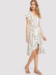 lady fashion and casual striped dress