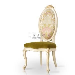 Wholesale Upholstered French Style High Back Fabric Solid Wood Carved Wooden Dining Chair from china suppliers