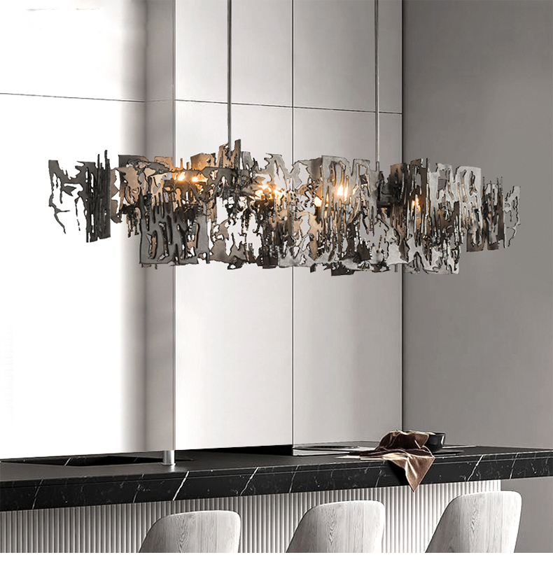 Modern Designer metal fragment Art Chandelier Rectangle Kitchen Island Hanging light(WH-MI-453)