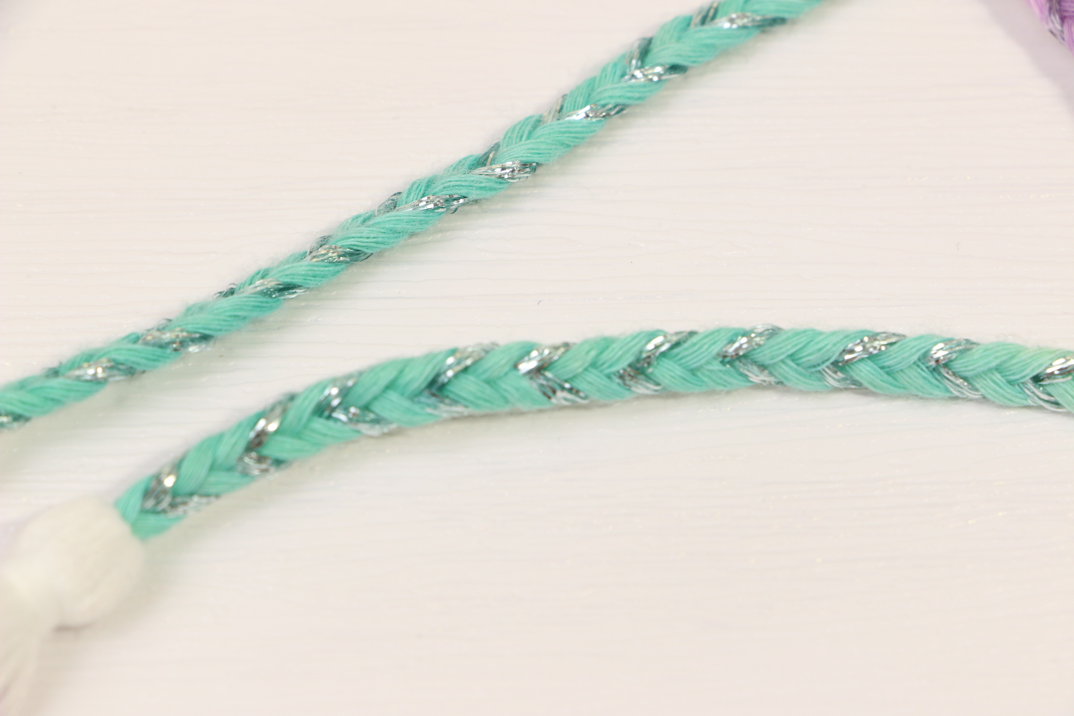 Dip Dyed Gradient Multi Color Composite Drawcord With Silver Metallic Thread