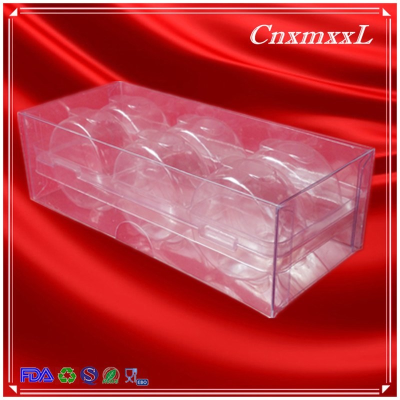 Blister PET 6pcs Macaron Plastic Box Packaging With Clear Lid