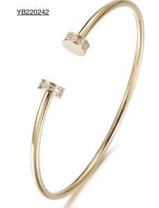 Wholesale OEM ODM Bayonet Adjustable Gold Bangles Round Rhinestone Bracelet from china suppliers