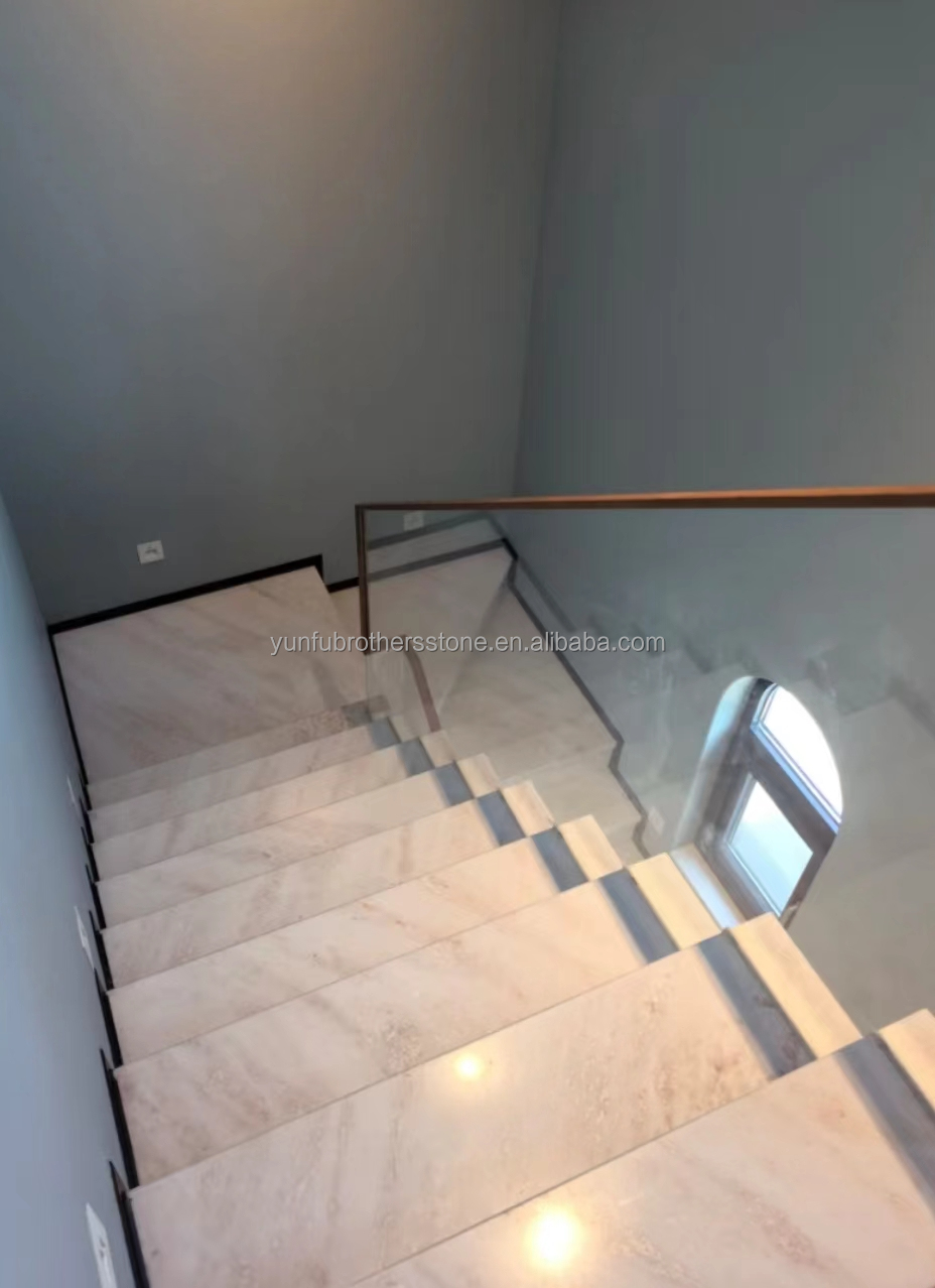Indoor Villa Modern Natural Stone Stairs Design for Polished Straight Steps