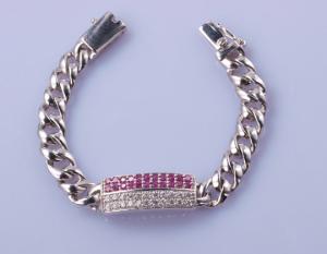 China 13.5cm 925 Silver CZ Bracelet AAA+Grade Cubic Zirconia Pinky White on sale