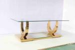 Ti Gold U Shaped Base 2 Piece Coffee Table Set Living Room Home Furniture