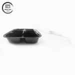 4 Compartment PET Disposable Salad Box Clear/Black Customizable For Snacks &