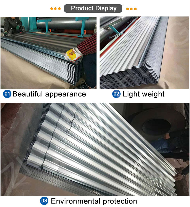 0.35mm 0.4mm 0.45mm Thickness Regular Spangle Full Hard Galvanized Roofing Sheet for Building Construction