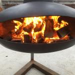 customization Hotel Suspended Wood Burners Charcoal Hanging Black Fireplace 80cm