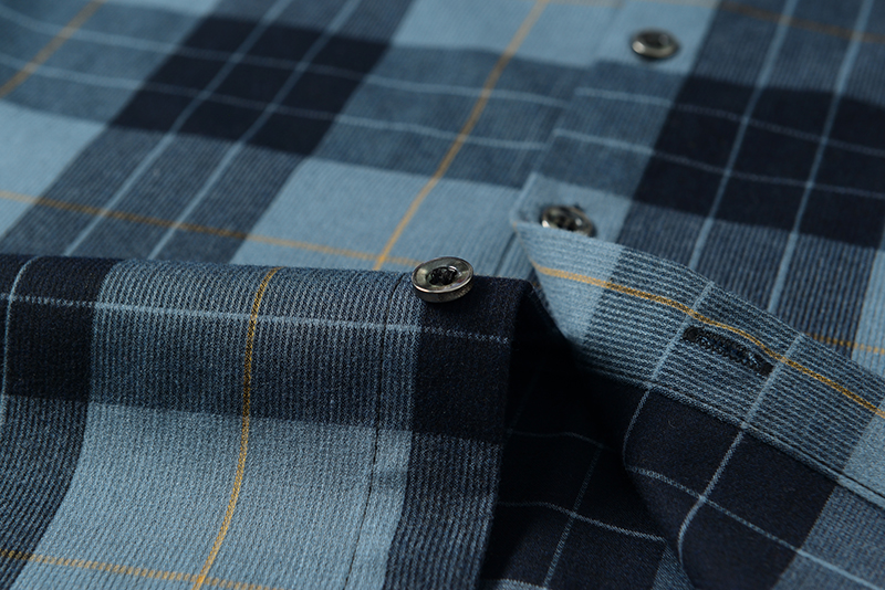 Knitted Broadcloth Plaid Shirts Polyester Viscose And Cotton Casual Shirt Long Sleeve For Man
