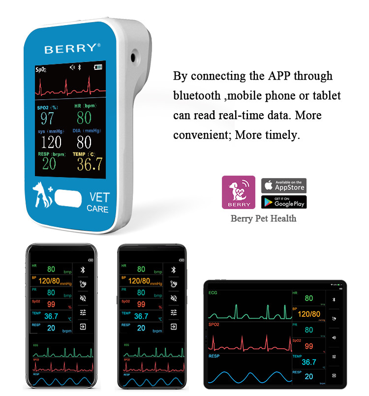 2.4'' TFT Screen Pet Dog Cat Vital Signs Monitor Bluetooth Animal Health Products