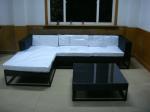 PE Rattan Sleeper Sofa , Fashion Indoor L Shape Lounge Sofa Set