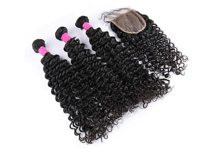 Deep Curly Double Drawn Human Hair For Wedding Gifts / Double Drawn Weave Hair Extensions