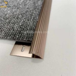 China Shiny Coffee Carpet Edge Strip , Aluminum Carpet Trim With Gripper Fitting on sale