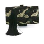 Embroidered Fabric Evening Clutch Handbag Crane Pattern For Women ODM