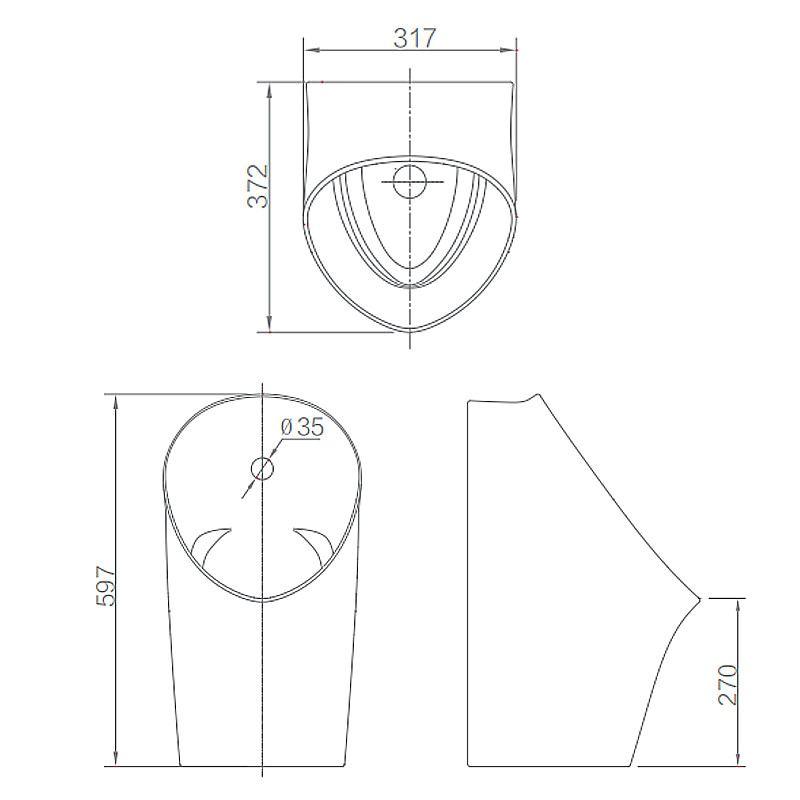 ARROW AN661 Wall Hung Urinal , Round Men'S Bathroom Urinal