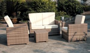 Wholesale 4pcs rattan furniture with high back cushion from china suppliers