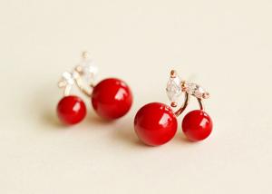 Wholesale Red cherry pearl earrings fake earrings clip earrings clip fashion children from china suppliers