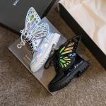 3D Transparent Butterfly Size 26 6inch Side Zip Waterproof Boots Shiny Leather