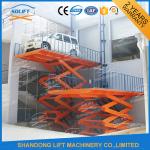 Blue High Rise Hydraulic Scissor Car Lift Scissor Car Parking Basement Lift