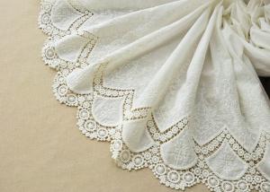 Wholesale Customized Embroidery Cotton Lace Fabric By The Yard For Dress Cloth Off White Color from china suppliers