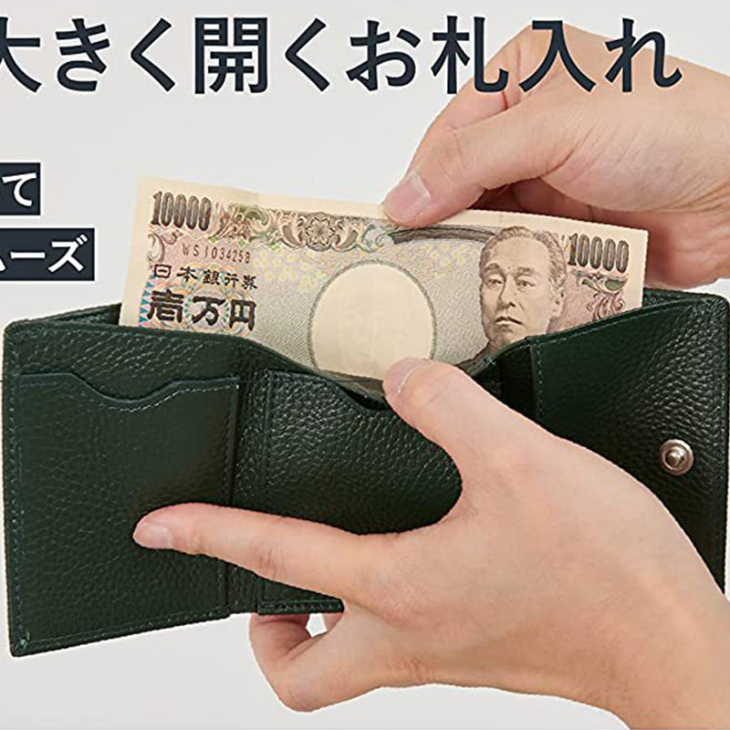 Genuine Leather Lychee Grain Card Holder Coin Purse For Women Black Mini Folding Wallet