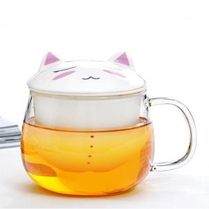 Wholesale Fancy Cartoon Glass Tea Tumbler With Infuser , Pyrex Glass Tea Travel Mug from china suppliers