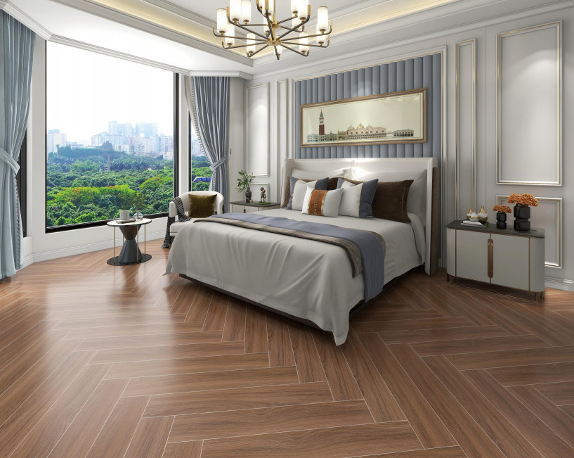 15cm Width 90cm Length Effect Wooden Ceramic Tiles Brown Color For Interior Wall Floor