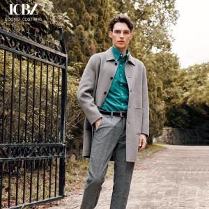 Wholesale Customized Designs Men's Gray Wool Business Casual Mid-length Cashmere Coat Windbreaker from china suppliers