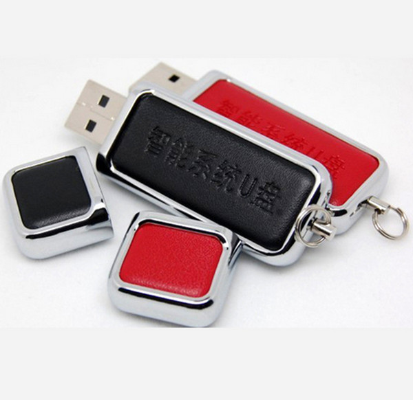 Promotional engravable Leather USB Flash Drive custom logo printing