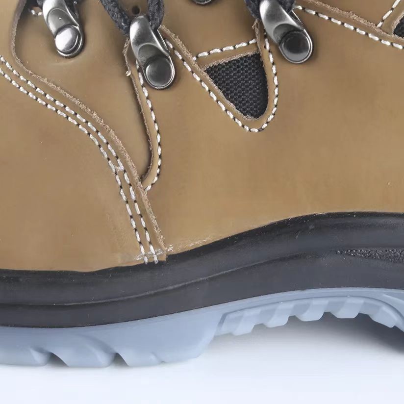 Nubuck Leather Construction Safety Shoes Yellow With Steel Toe And Tpu Outsole