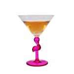 Pink Color Flamingo Shaped Stem Cocktail Crystal Glasses