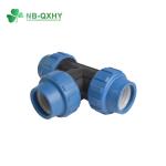 DIN Standard Irrigation Turkey Blue PP Plumbing Fitting 90 Equal Tee Female