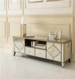 Wholesale Fogging Pattern Mirrored TV Console , Living Room 2 Doors Mirrored TV Cabinet from china suppliers