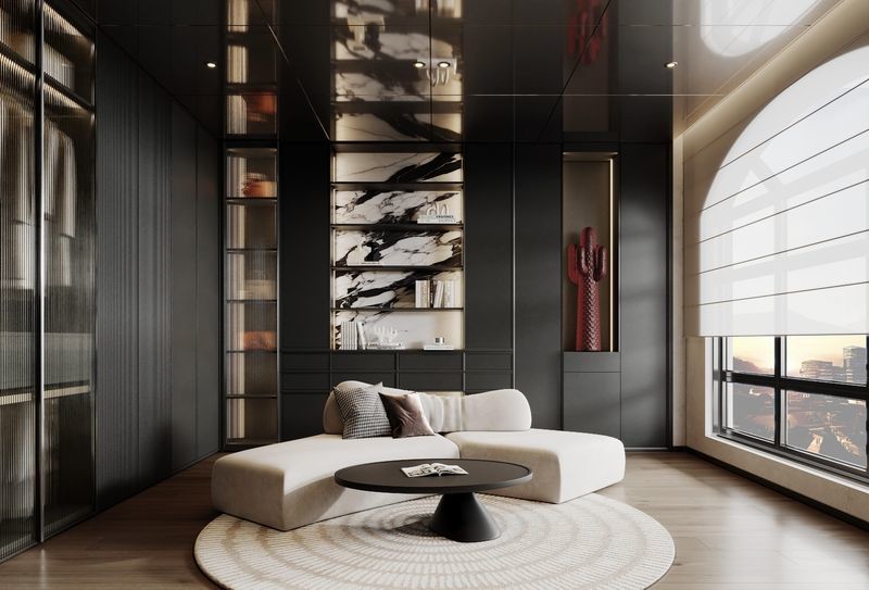 Fadior Premium Stainless Steel Wardrobe With Floor-To-Ceiling Elegance And Wave Panel Aesthetics