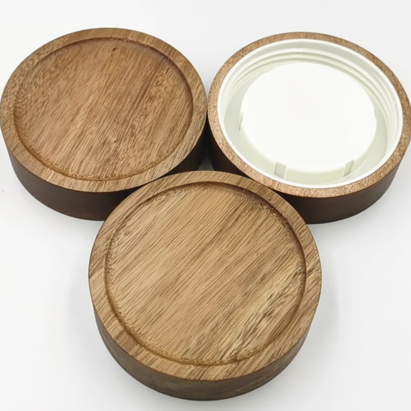 Acacia Wooden Lid for bottle Customized wooden lid with inner PlA screw cap