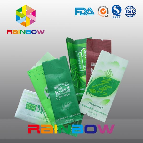 Side Gusset Tea Bags Packaging Back Center Sealing Green Aluminum Foil Heat Sealable