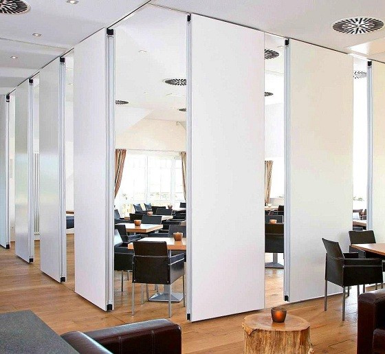 Melamine Surface Collapsible Sliding Partition Walls For Hotel / Teaching Center